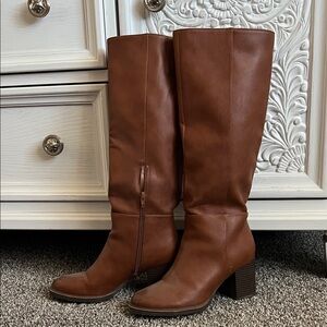 Brown Leather Knee-High Boots